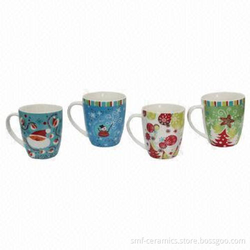 Christmas Designed Ceramic Mugs for Gift Purposes, Customized Designs Accepted